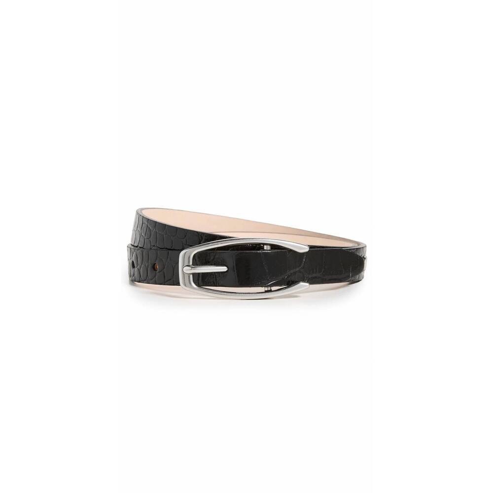 NEW RAG & BONE women's mini league leather belt in black